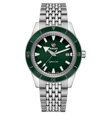 RADO Men's  WATCH CAPTAIN COOK GREEN DIAL AUTOMATIC R32505313 100% Authentic