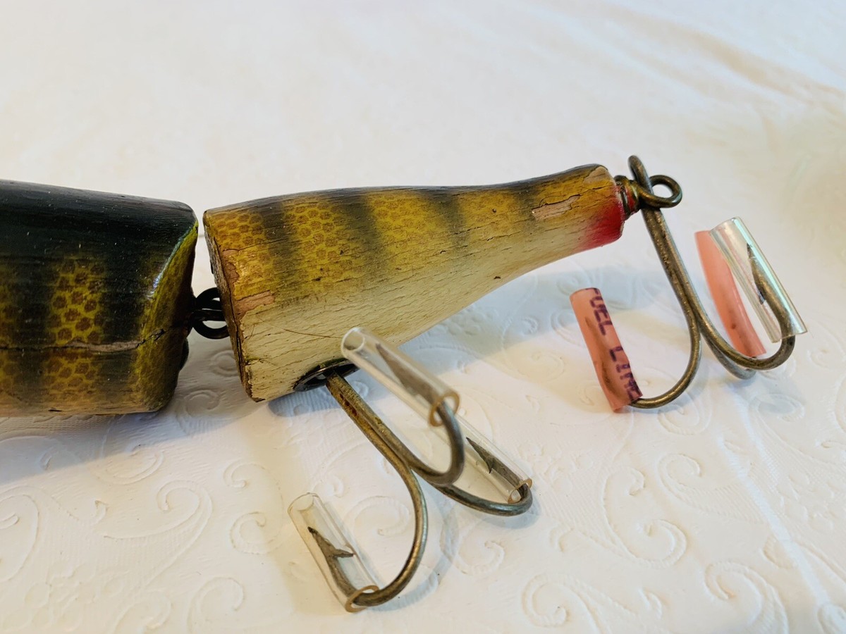 Leurre Vintage Creek Chub Jointed Pikie No.6800W - Bois, Boîte D'origine, 1952