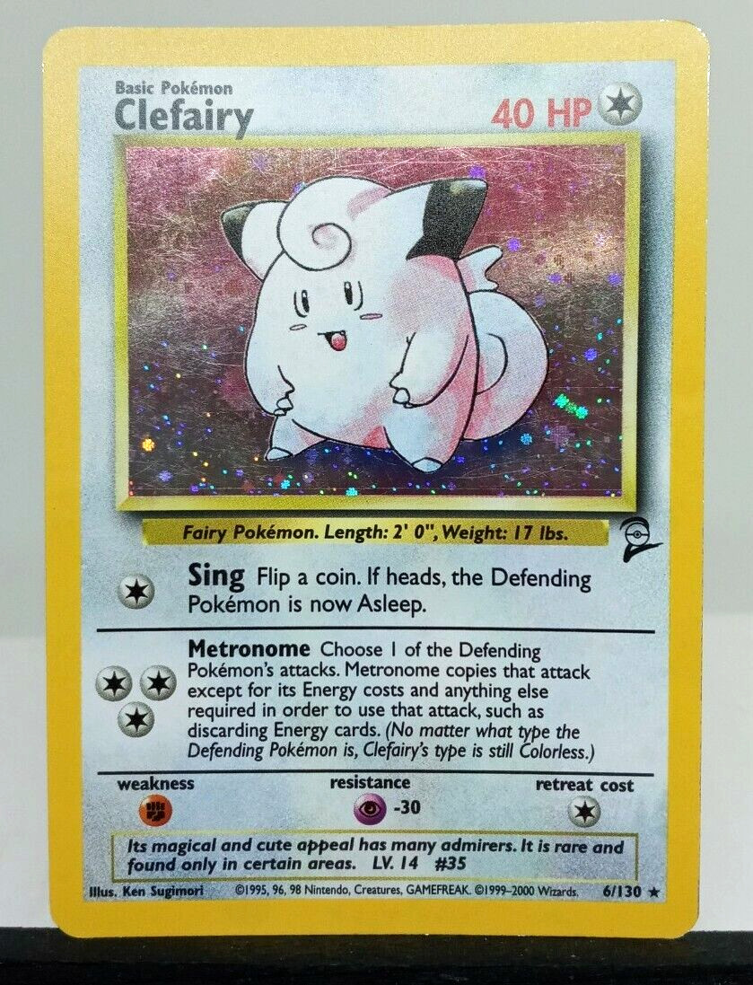 CLEFAIRY - BASE SET 2 - 6/130 - Holo Rare - Pokemon LP/P See Pics FREE SHIPPING