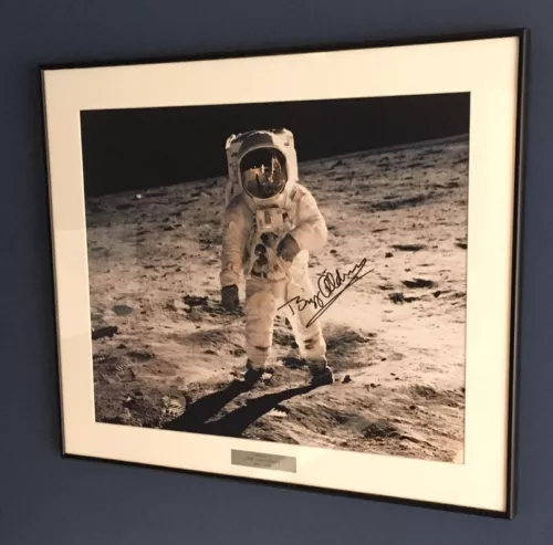 LARGE BUZZ ALDRIN SIGNED "VISOR" PHOTOGRAPH APOLLO 11 ASTRONAUT AUTOGRAPH W/ COA