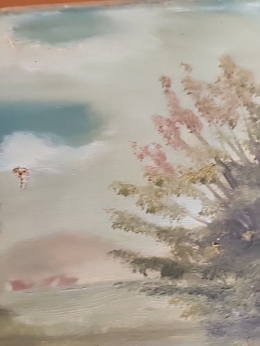 Antikes amerikanisches Ölgemälde Landschaft mit schwarzem Bauern und Stier 9 x 12 Leinwand - Bild 4 von 9