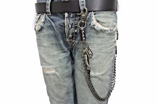 Hombres Llavero Calavera Cuerno Pua Dije Cuero Antiguo Metal Plateado  Cartera | eBay