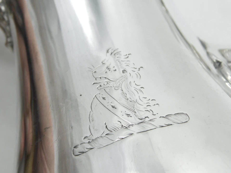 George III Sterling Silver Baluster Coffee Pot Lion Crest Antique 1764 London - Image 2 of 4