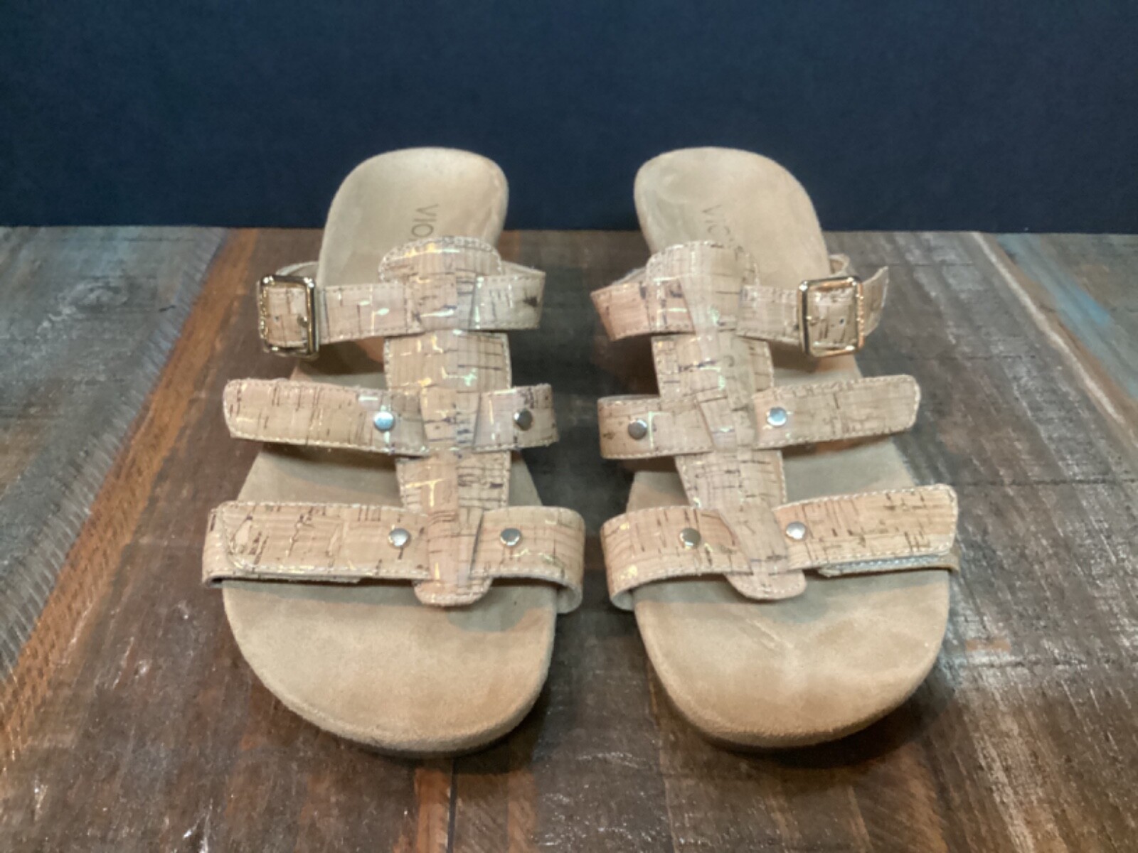 Vionic Radia Adjustable Triple T-Strap Slide Wedg… - image 1