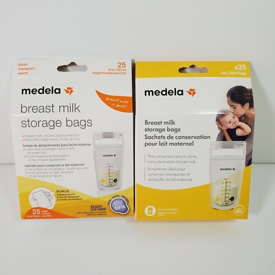 Lot of 2 Medela Brest Milk Storage Bags Total of 50 6oz Bags New Sealed