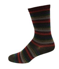 K. Bell Women's Metallic Striped Crew Socks 1 Pair, Black Assort., 9-11