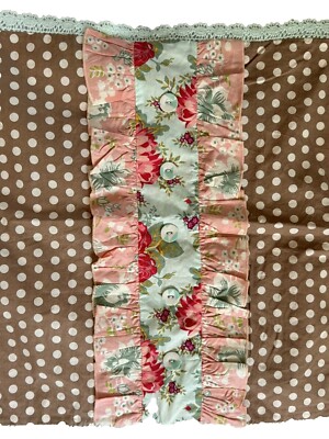Matilda Jane Polka Dot Ruffle Floral Pillow Cover Sham 18  X 18  Cottagecore