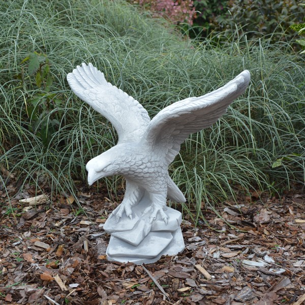 Adler Steinadler Vogel Steinfigur H.32 Cm Grau 5 Kg WeißBeton Frostsicher-image
