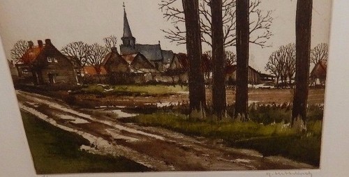 ROGER HEBBELINCK "CHURCH" LIMITED EDITION SIGNED LANDSCAPE ETCHING - Picture 4 of 5