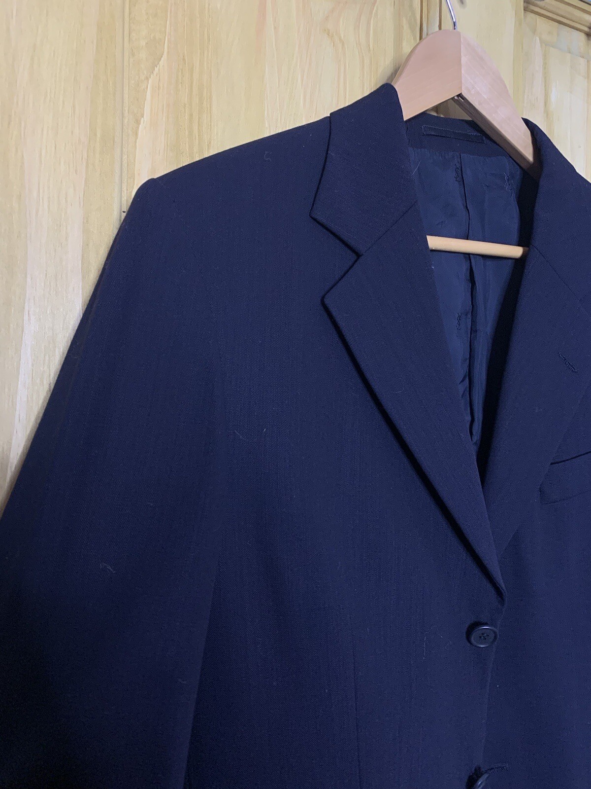 Giacca blazer lana Yves Saint Laurent vintage blu navy nuova taglia 48S cappotto