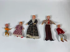 Vintage 5 PIECE DOLL FAMILY,  Dollhouse Miniature