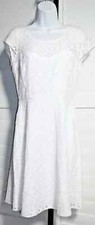 White House Black Market White Cap Sleeve Lace Fit  Flare Dress Size 8 NWT