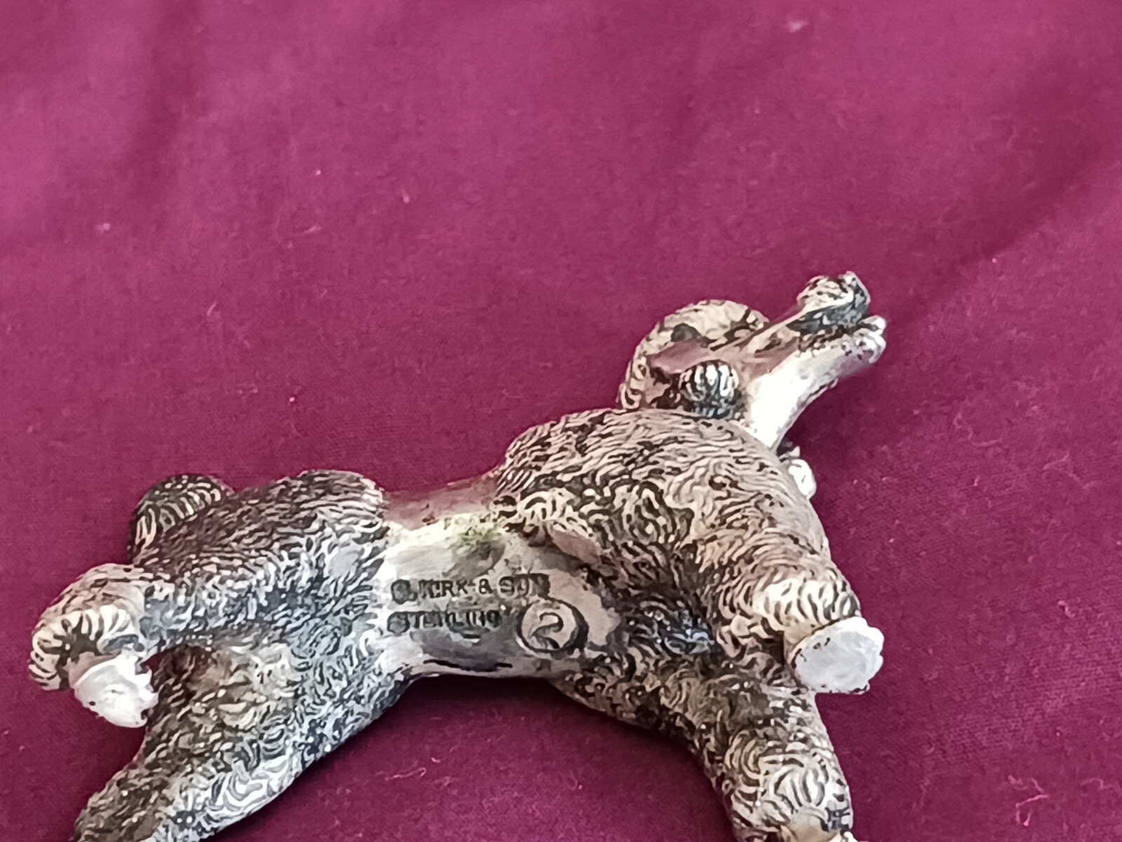 Vintage Sterling Silver Poodle Paperweight Kirk & Son 1970-1973 112 gm Retired