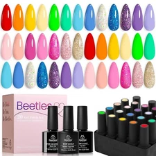 Beetles Summer Gel Nail Polish Set Green Pink Blue Glitter Nude Manicure Kit 23