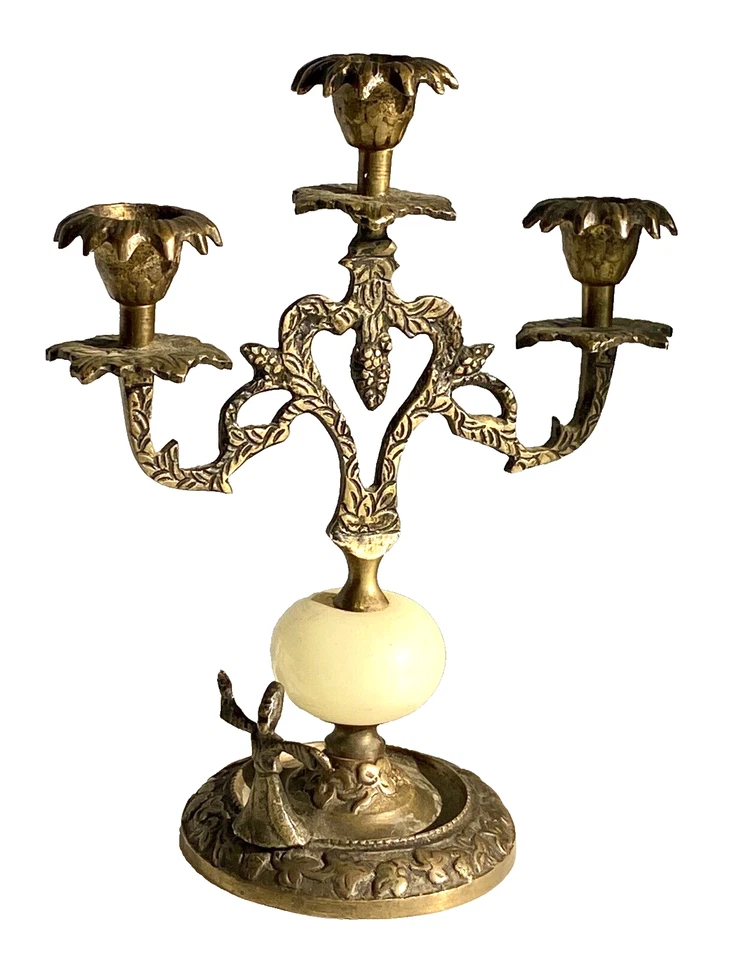 Candelabro derviche giratorio turco 3 velas bronce/latón y alabastro - Foto 2 de 4