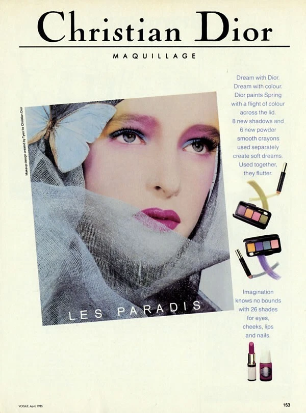 PUBLICITÉ MAGAZINE 1 page maquillage maquillage Christian Dior Tyen Les Paradis 1985