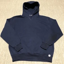 Vintage Y2K Russell Athletic Blank Hoodie Men’s Size L Navy Blue Pullover