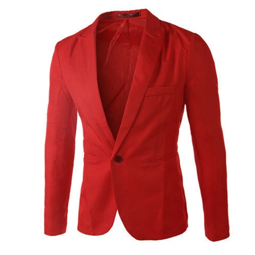 Business Coat Formal Coat Suit Jacket Men Blazer Tops Slim Fit Casual One Button - Picture 16 of 30