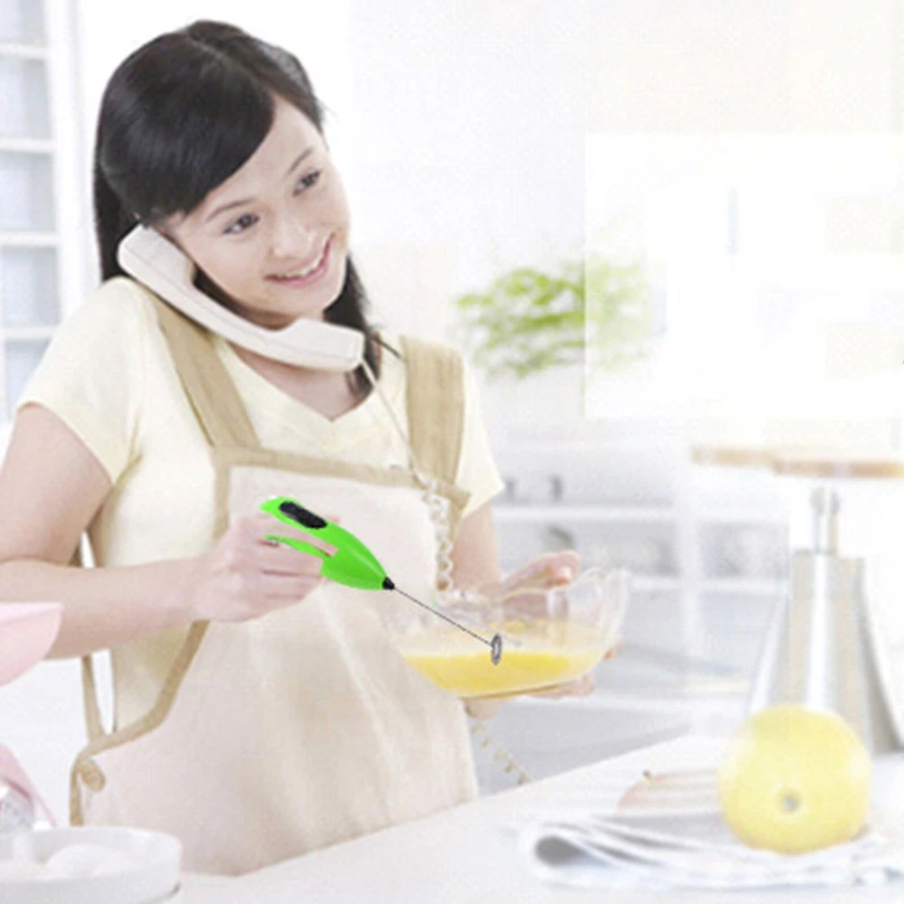 Milk Frother Handheld Electric Coffee Beverage Mixer Stainless Steel Whisk