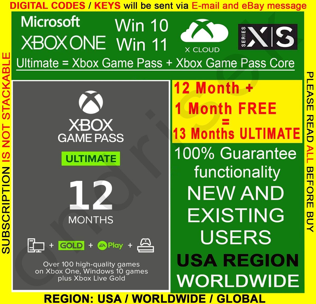 Xbox Game Pass Ultimate 12 Month + Game Pass Core, USA, GLOBAL REGION