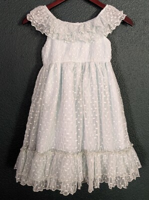 Laura Ashley London Girls Lace Dress Baby Blue Antiqued Ruffle Polka Dot  Size - Main Image
