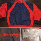 Vtg Rare Blue Red Adidas Trefoil Full Zip Track Jacket SZ M 80s Hip Hop Run DMC