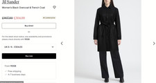 Jil Sanders+ Double-faced Wool Overcoat; Made In Italy Uk 8 It 40 - Retail £895