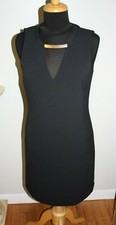 Michael Kors Black Gold Bar Lined Sleeveless Sheath Cocktail Dress pocket Size 6