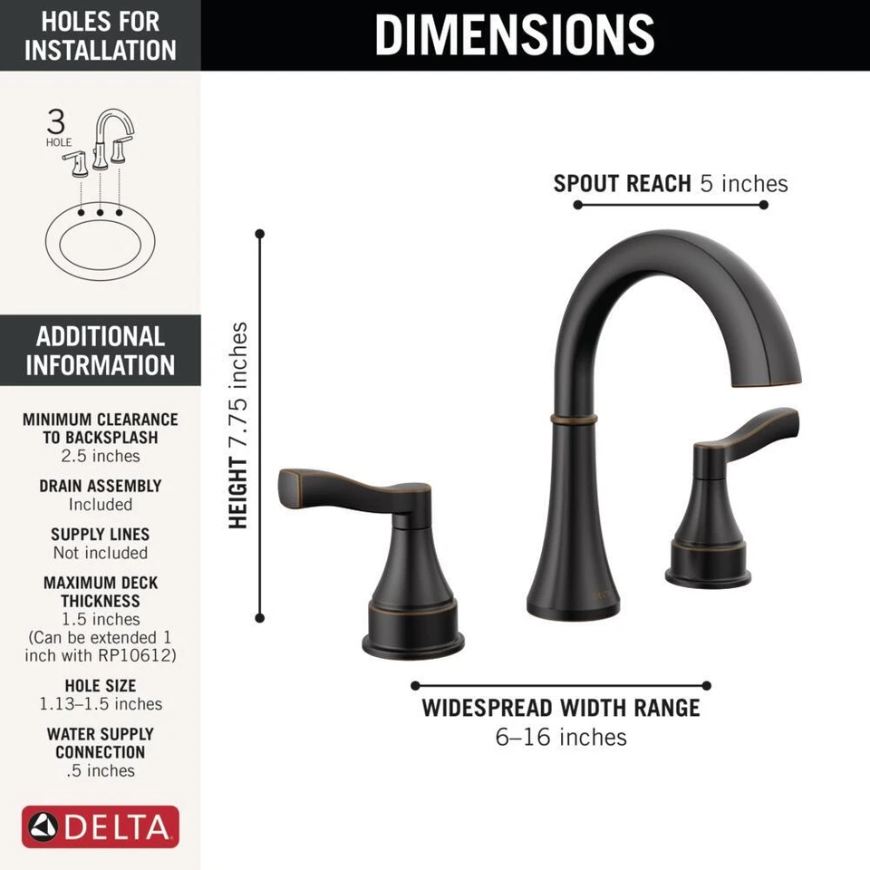 Delta Faryn Bathroom Sink Faucet Oil Rubbed Bronze-Certified Refurbished - Image 2 of 4