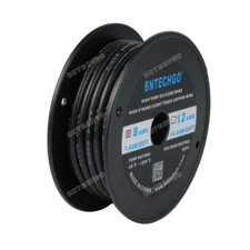 8 Gauge Flexible Silicone Wire Black 25 ft 600V 200 deg C Tinned Copper Wire