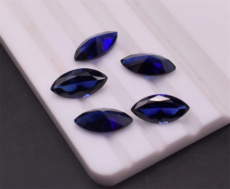 Wholesale High quality Marquise Cut Blue Sapphire Lab Created Loose Gems 10pcs - Image 3 of 4