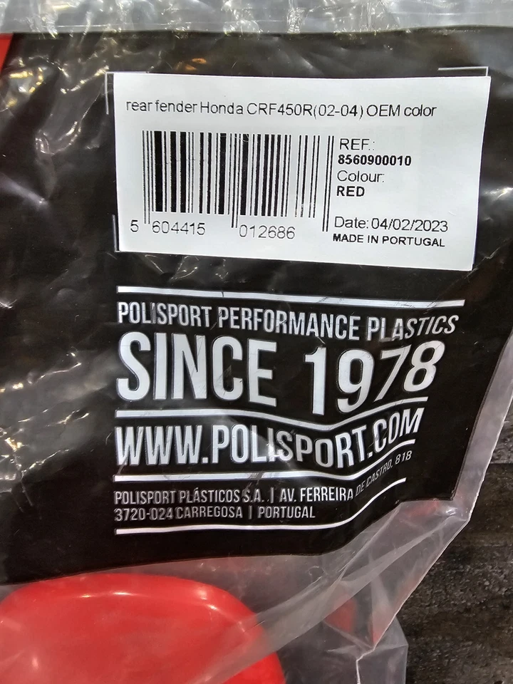 2002 2003 2004 Honda CRF450R CRF450 R Acerbis Rear Fender 8560900010 New - Image 3 of 4