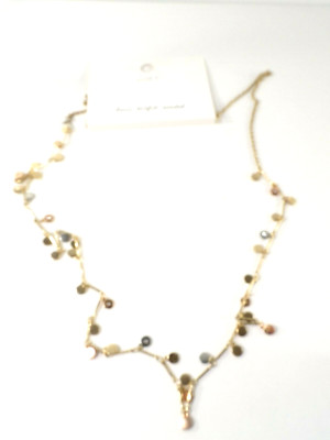 Ann Taylor LOFT WOmen's Metallic Tri Color Tiny Crystal Disc Necklace NWT 39.50