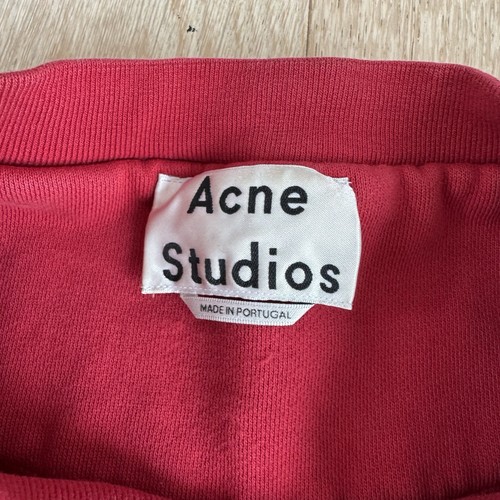 Acne Studios Crewneck Sweatshirt Long Sleeve Red White XS Spell Out Logo - Picture 3 of 8
