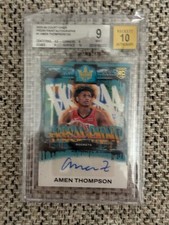 2023-24 Panini Court Kings Amen Thompson Fresh Paint Auto Rookie /125 BGS 9