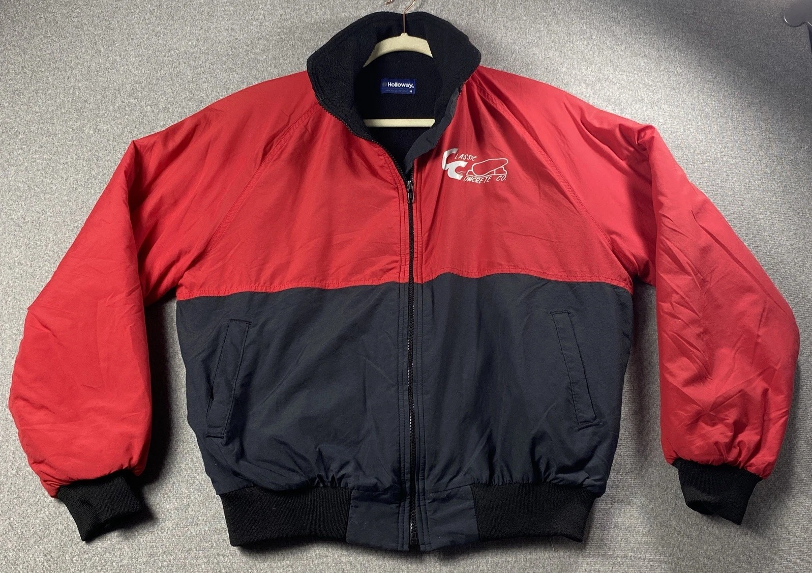 Vintage Holloway Jacket Red/ Black Mens M Windbreaker Fleece Lined USA