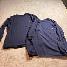Lot of Two Tyndale FR Arc Rated Navy Work Shirts Utility Outdoor LS Men  s XL USA