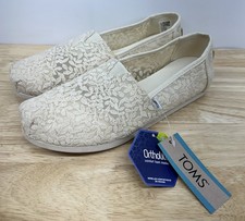 TOMS Classic Alpargata Natural Botanical Lace Cream Slip On Shoes Women  s 7.5