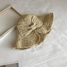 Faltbarer Strohhut Sonnenhut Damen Eimerkappe mit Schleife f&uuml;r Sommer Strand