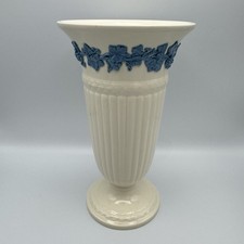 Wedgwood Of Etruria & Barlaston Vase England Embossed Queens Ware 8.75”