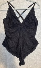 Women s XL Black Sheer Lace One-Piece Bodysuit, Wireless, Adjustable Straps