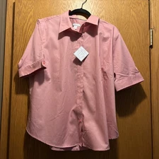 Women’s 2xl Button Down Short SleeveTop Lady Hathaway Pink New