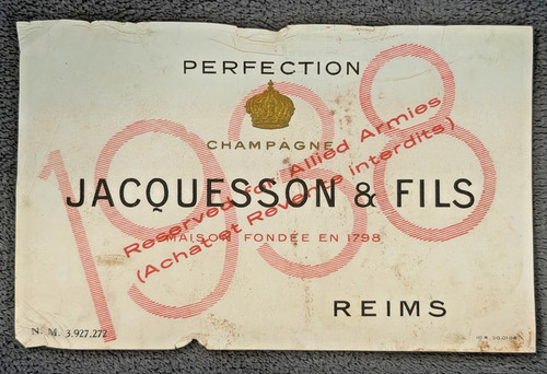 1945 WWII Letter US Soldier w "Reserved for Allied Armies" Champagne Wine Labels