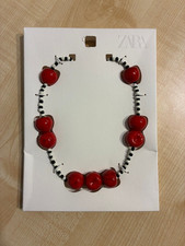 ZARA Halskette mit roten Perlen – Statement Kette – Neu H