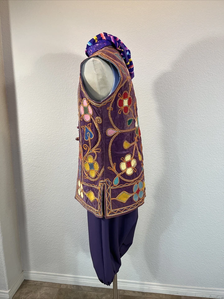 "Disfraz Aladdin Coro Comerciante Púrpura Colorido Chaleco Musical Talla 42"" Nuevos Pantalones" Foto 3 de 4