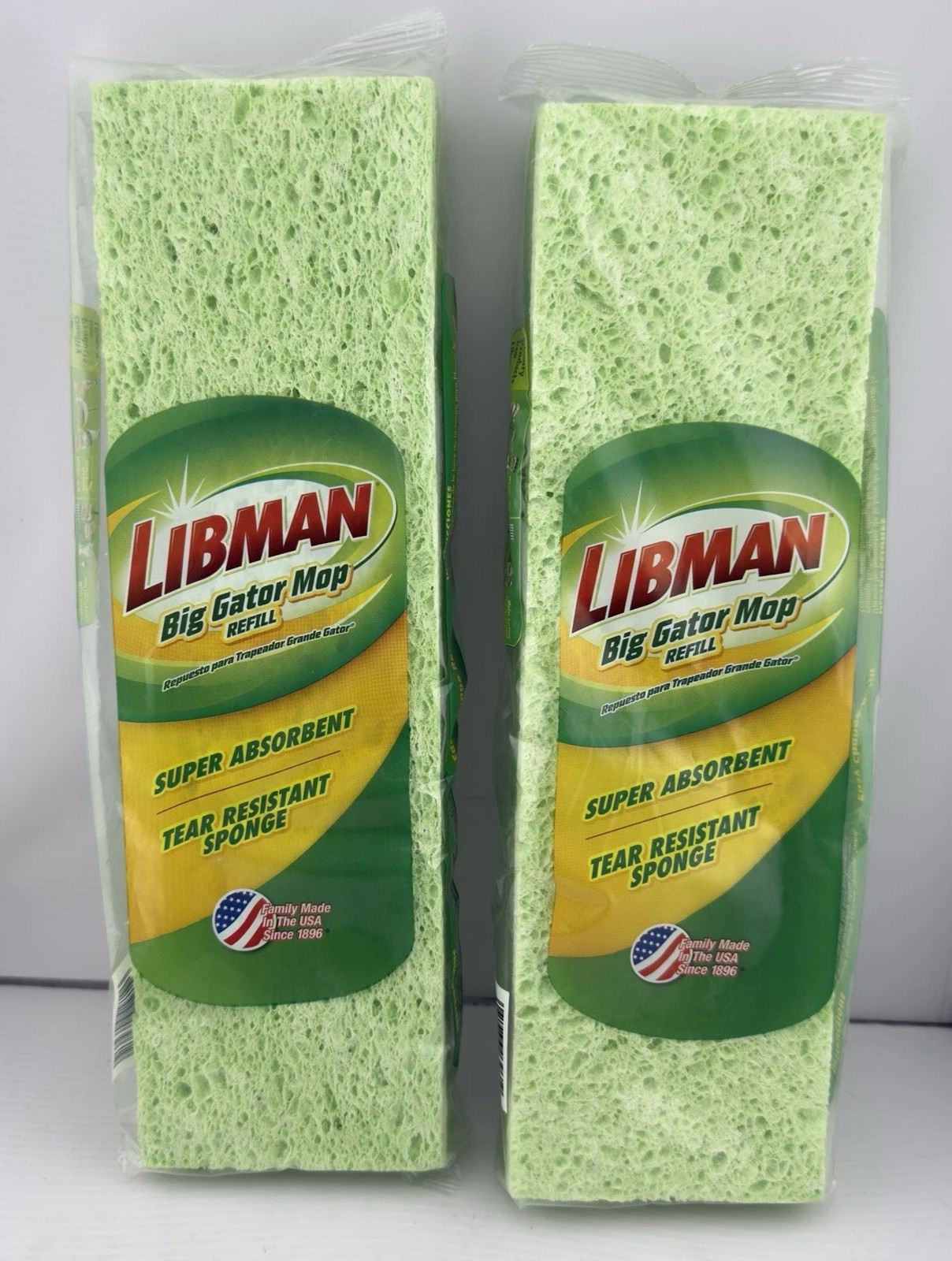 Pack of 2 ~ Libman Big Gator Sponge Mop Refill Replacement P