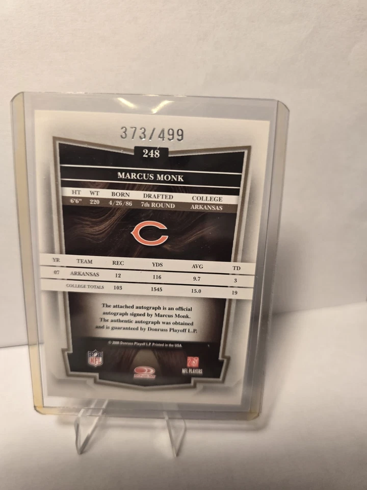 2008 Donruss Classics Football Auto, Marcus Monk-#373/499 - Image 2 of 2