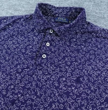 Polo Ralph Lauren Polo Shirt Mens XL Blue Floral Print Short Sleeve Pony Preppy