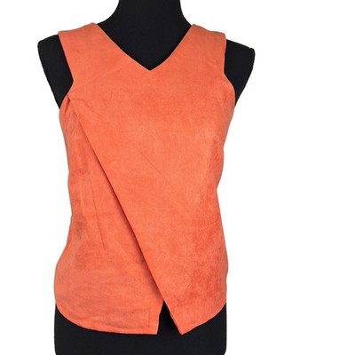 Do+Be Wrap Front Back Zip Tank Peach Large Sleeveless Soft Sueded Microfiber