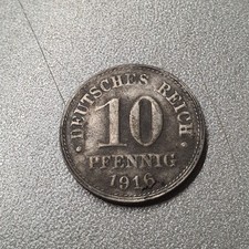 Münze Deutsches Reich 10 Pfennig 1916 mit Punkt Umrandung